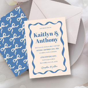 Coquette Bow Retro Wedding Einladung