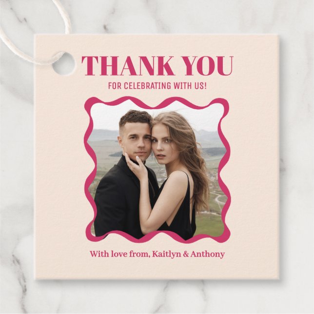 Coquette Bow Retro Wedding Geschenkanhänger (Vorderseite)