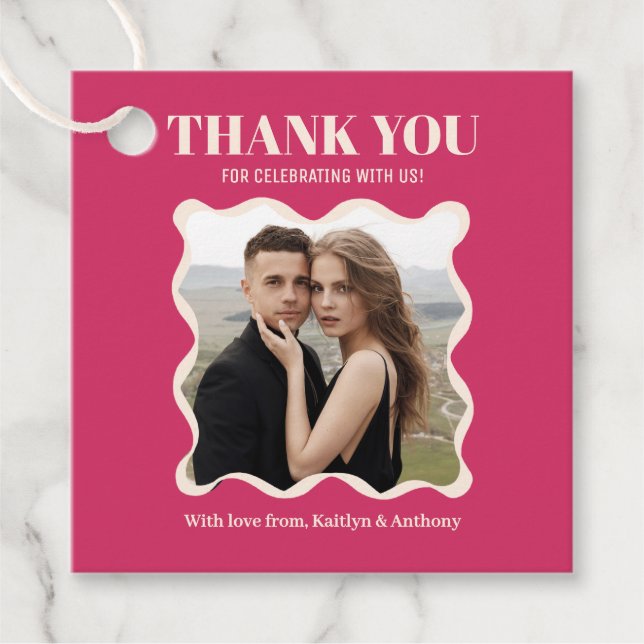 Coquette Bow Retro Wedding Geschenkanhänger (Vorderseite)