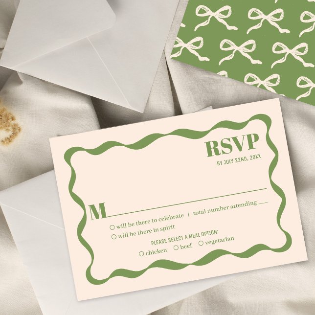Coquette Bow Retro Wedding RSVP Karte (Von Creator hochgeladen)