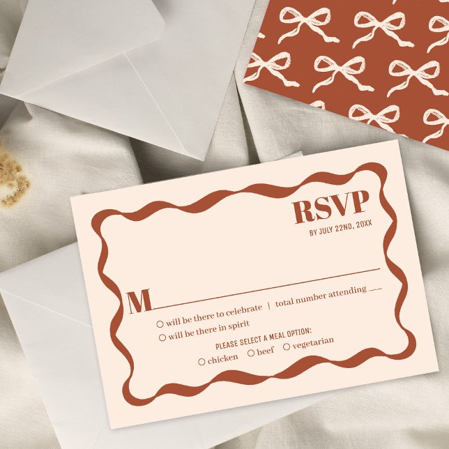 Coquette Bow Retro Wedding RSVP Karte (Von Creator hochgeladen)