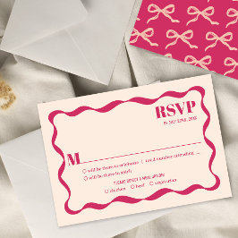 Coquette Bow Retro Wedding RSVP Karte