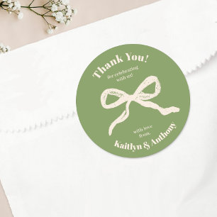 Coquette Bow Retro Wedding Runder Aufkleber