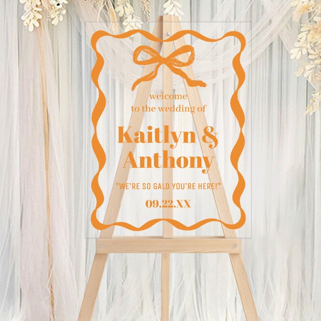 Coquette Bow Retro Wedding Willkommen Acrylschild (Von Creator hochgeladen)