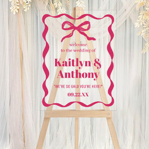 Coquette Bow Retro Wedding Willkommen Acrylschild