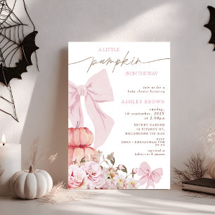 Coquette Bow rose Floral Baby shower Invitation