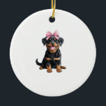 Coquette Bow Rottweiler Dog Mom Girl Pink Keramik Ornament<br><div class="desc">Coquette Bow Rottweiler Dog Mom Girl Pink</div>