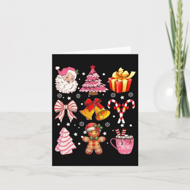 Coquette Bow Santa Christmas Tree Candy Ginge Karte (Vorderseite)