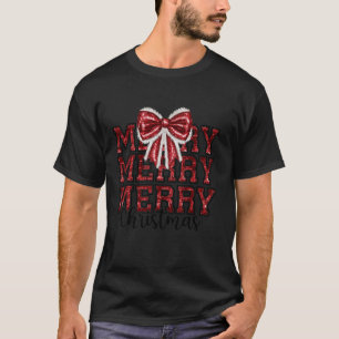 Coquette Bow Santa Claus Frohe Weihnachten Frauen T-Shirt