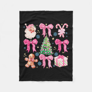 Coquette Bow Santa Claus Pink Frohe Weihnachtskupp Fleecedecke