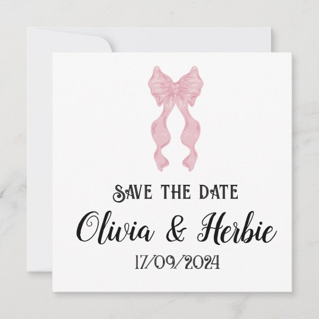 Coquette Bow Save the Date Card (Vorderseite)