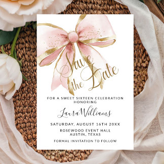 Coquette Bow Save The Date Sweet Sixteen Einladung