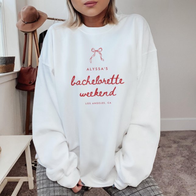 Coquette Bow Script Custom Bachelorette Weekend Sweatshirt (Von Creator hochgeladen)