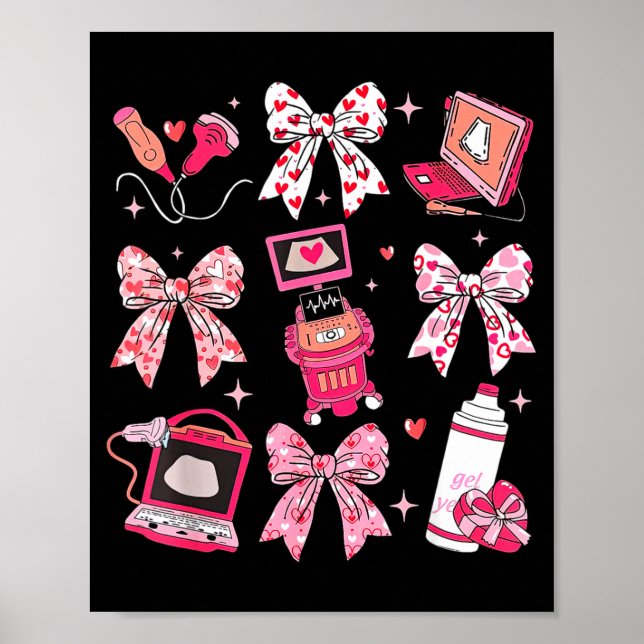 Coquette Bow Sonographer Valentine Ultrasound Tech Poster (Vorne)