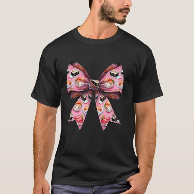 Coquette Bow Sushi japanisches Lebensmittelmuster  T-Shirt (Vorderseite)