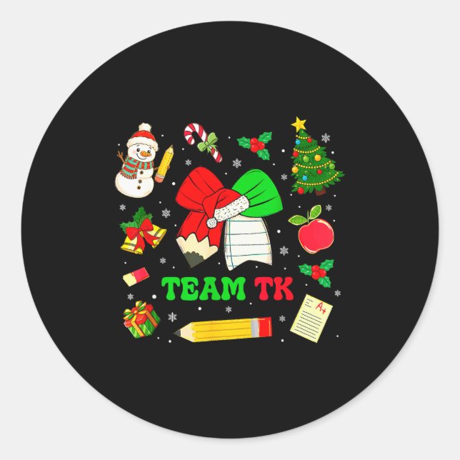 Coquette Bow Team Tk Christmas Transitional Kinder Runder Aufkleber (Vorderseite)