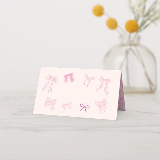 Coquette Bow Thema Party Food Label Platzkarte (Vorderseite)