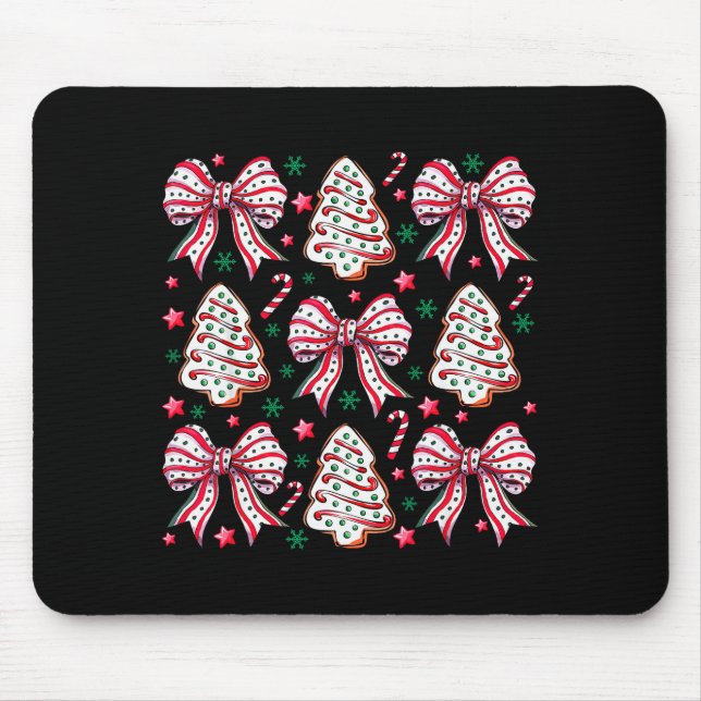Coquette Bow Tree Cake Candy Cane Merry Christmas  Mousepad (Vorne)