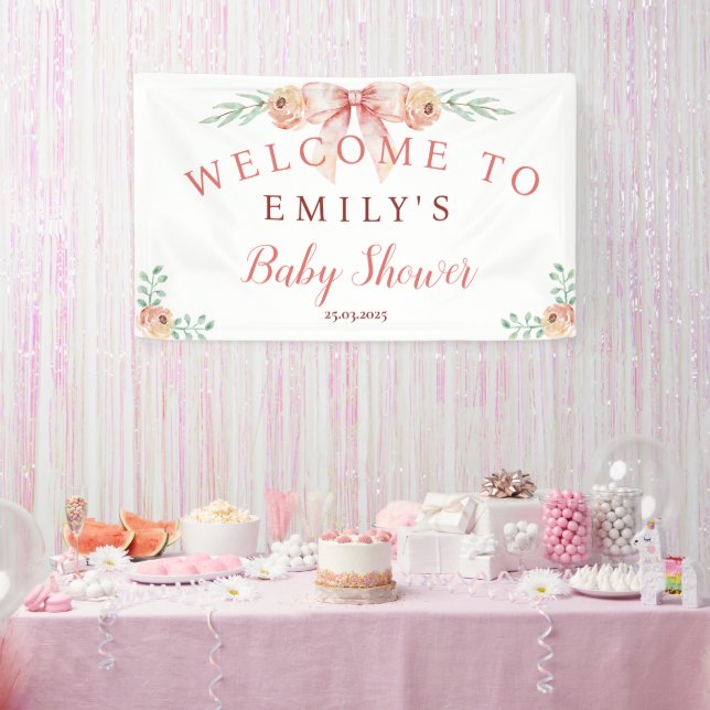 Coquette Bow und Florals Baby Dusche Banner (Party)