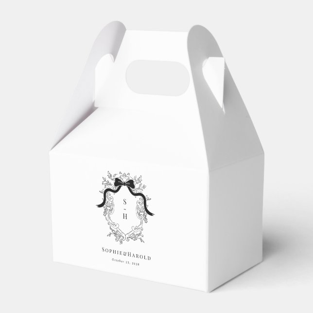 Coquette Bow Wappen Monogram Französische Namen Ho Geschenkschachtel (Vorderseite)