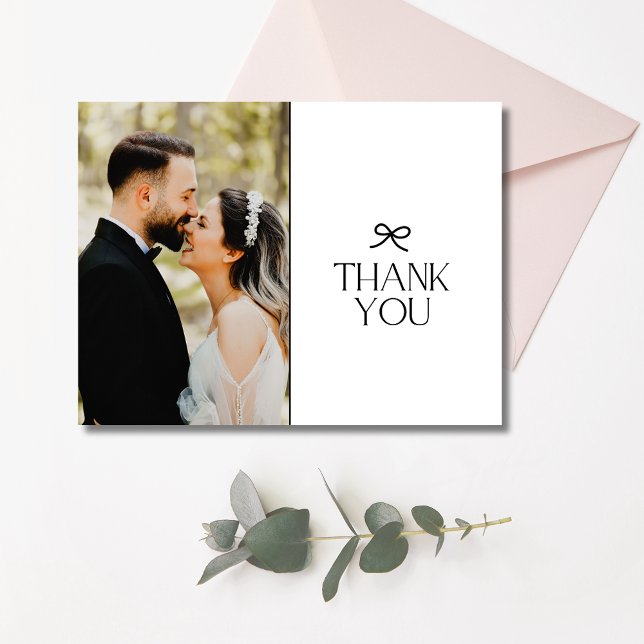 Coquette Bow Wedding Foto Vielen Dank Postkarte (Coquette Bow Wedding Photo Thank You Postcard)