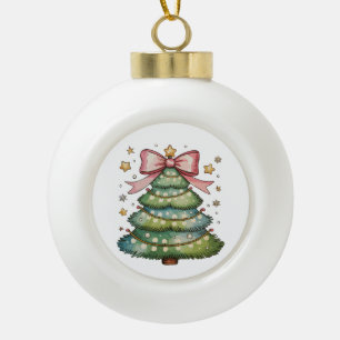 Coquette Bow Weihnachtsbaum Xmas Holiday Girl Keramik Kugel-Ornament