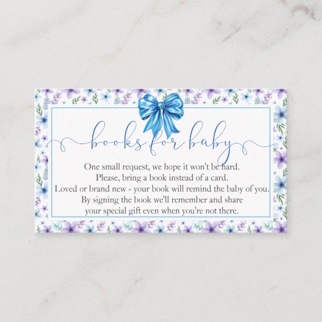 Coquette Bow Wildblumen Blue Book Request Card Begleitkarte (Vorderseite)