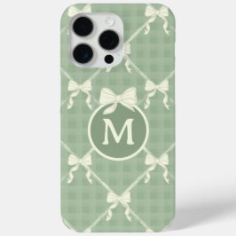  Coquette Bows Gingham Monogram Cream Sage Green Case-Mate iPhone Hülle