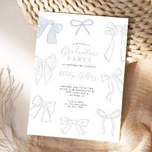 Coquette Bows Gray Graduation Party Einladung