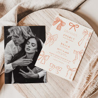 Coquette Bows Orange Faire-part de mariage