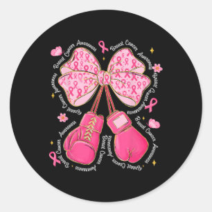 Coquette Boxing Gloves Rosa Ribbon Brustkrebs A Runder Aufkleber