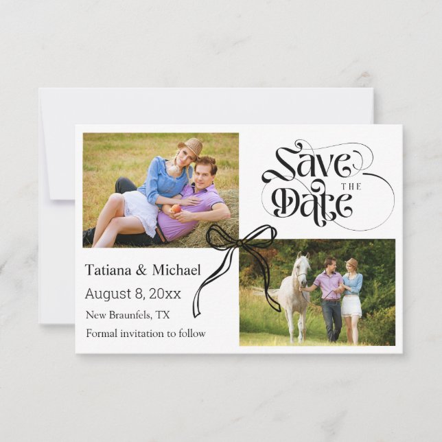 Coquette Bugband Moderne Kalligraphie 2 Fotos Save The Date (Vorderseite)