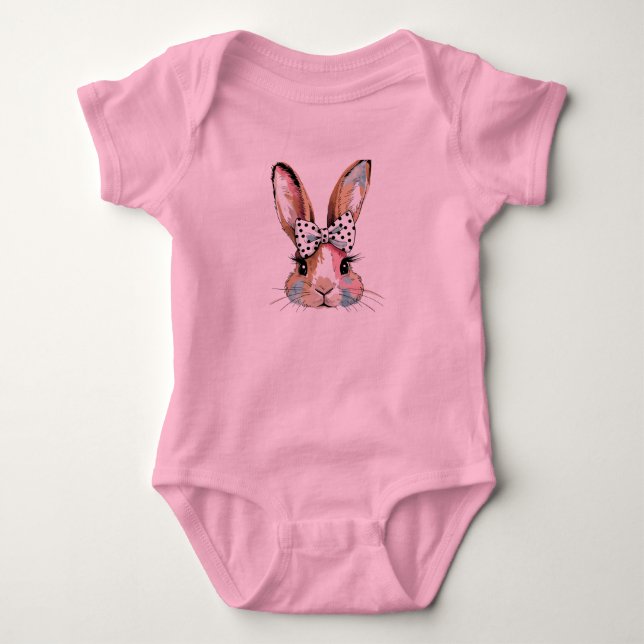 Coquette Bunny Bow Osterkarosserien & 1-Stücke Baby Strampler (Vorderseite)