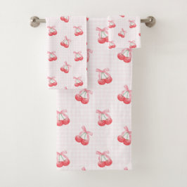 Coquette Cherries Bow Muster Badhandtuch Set