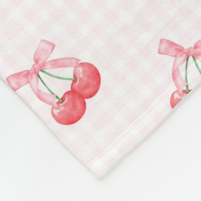 Coquette Cherries Bow Muster Fleecedecke (Ecke)