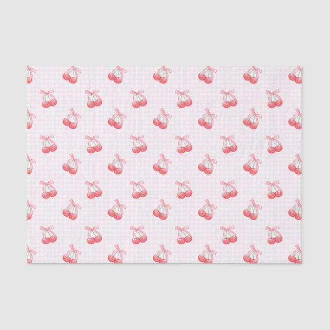 Coquette Cherries Bow Muster Seidenpapier (Vorderseite)