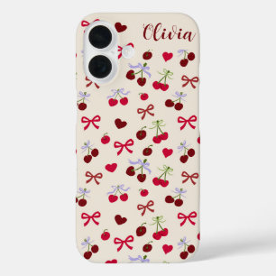 Coquette Cherries Bows and Hearts iPhone 16 Hülle