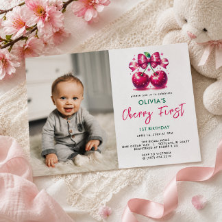 Coquette Cherry 1. Geburtstag Einladung