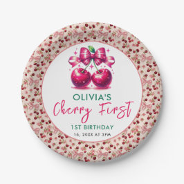 Coquette Cherry 1. Geburtstag Pappteller