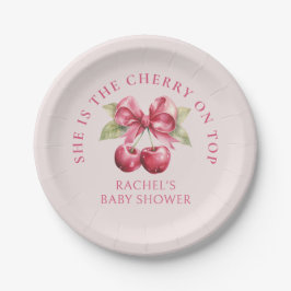 Coquette Cherry auf Top Baby Dusche Papier Teller