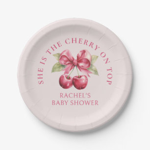 Coquette Cherry auf Top Baby Dusche Papier Teller