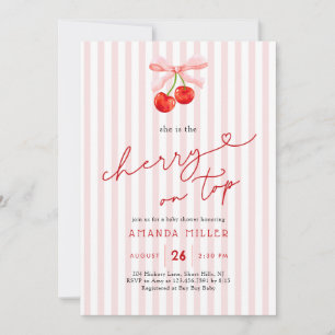 Coquette Cherry auf Top Baby Girl Dusche Einladung