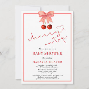 Coquette Cherry auf Top Baby Girl Dusche Einladung