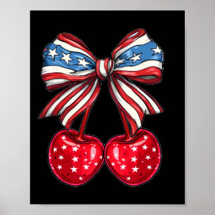 Coquette Cherry Bow Patriotic Usa Flag 4. Juli Poster
