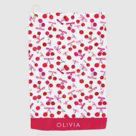 Coquette Cherry & bow pattern Golfhandtuch