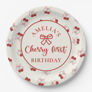 Coquette Cherry First Birthday Paper Teller