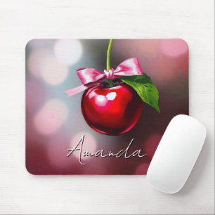 Coquette Cherry mit rosa Bow und Leaf Mousepad
