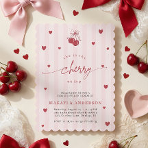 Coquette Cherry on Top Bow Baby Girl Shower-Einlad