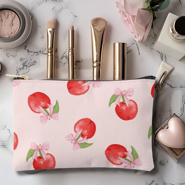 Coquette Cherry Pink Bow Zubehörtasche (Von Creator hochgeladen)