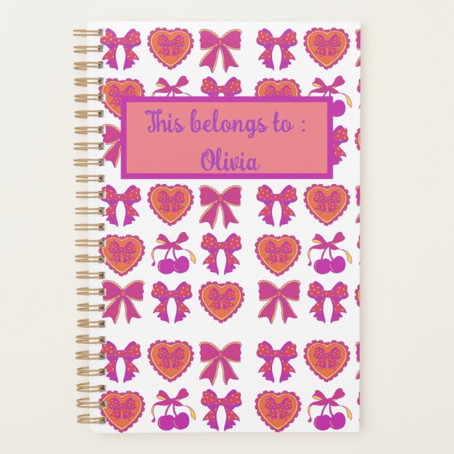 Coquette Chic Planner in rosa Bögen & Herzen Planer (Vorderseite)